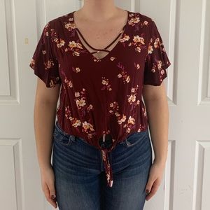 Floral Burgundy Crop Top